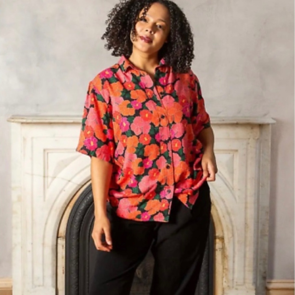 Mixed by Nasrin floral button down shirt